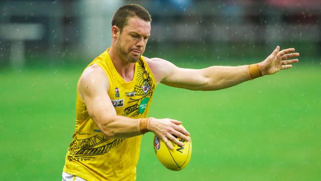 Trent Melville playing for the Nightcliff Tigers. Picture: Glenn Campbell