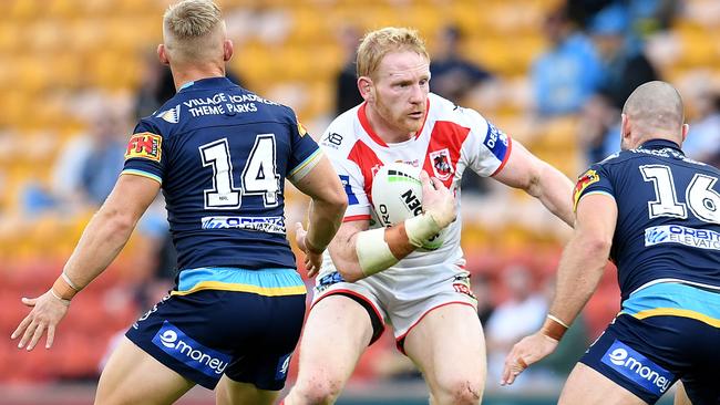 James Graham, centre, of the Dragons during the round-6 NRL match between the Gold Coast Titans and St George Illawarra. Picture: Dan Peled