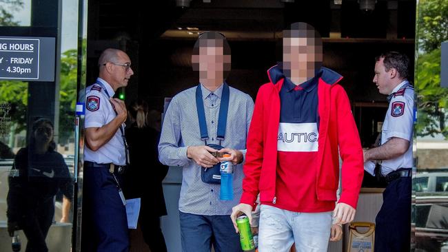 Teens leaving the courthouse. Picture: Jerad Williams