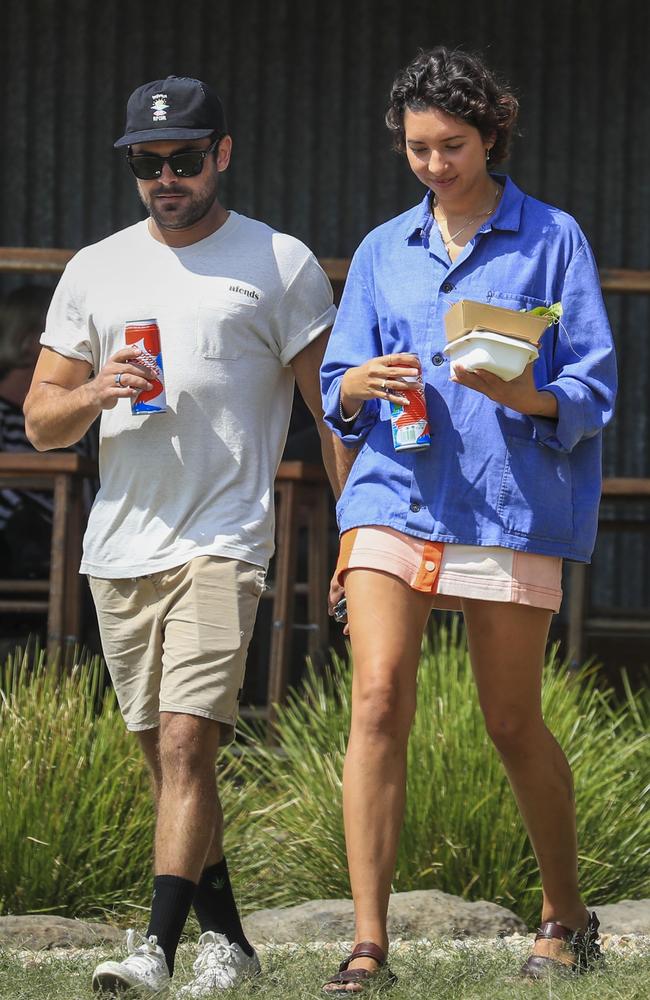 Zac Efron with his ex Aussie girlfriend Vanessa Valladares in Byron Bay. Picture: Media-Mode.com