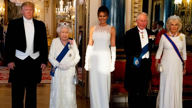 Melania Trump had a royally good time at Buckingham Palace. Picture: AFP.