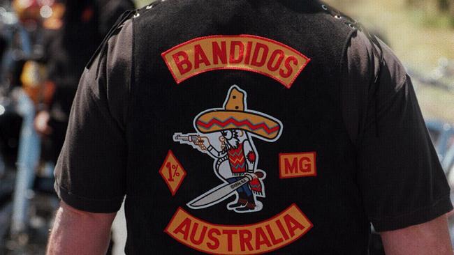 Rear view of Bandido bikie member.