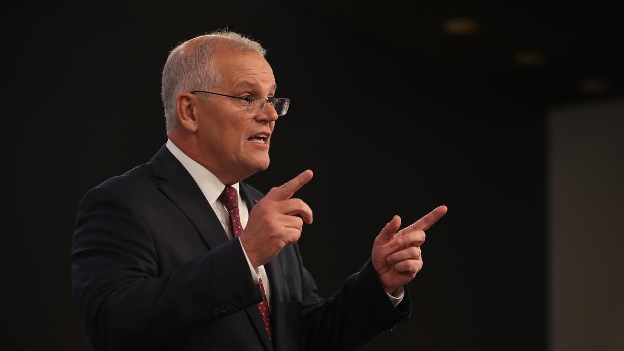 Scott Morrison at the Gabba in Brisbane. Picture: Jason Edwards