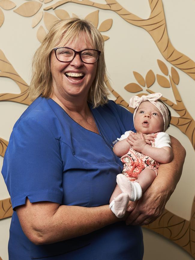 Delice Sauerwald and five-week-old Maze celebrate her win at North Eastern Community Hospital. Picture: Matt Loxton