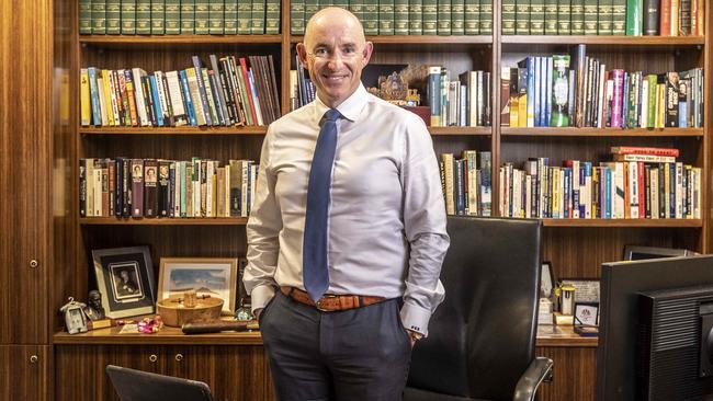 Incoming assistant treasurer Stuart Robert in his electorate office at Labrador on the Gold Coast. Picture: Glenn Hunt