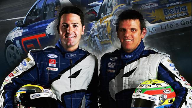 Artist rendition of Jamie Whincup as a Ford Performance Racing driver with Jason Bright in 2006.