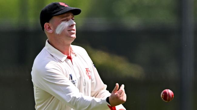 EssendonÃs Liam Molloy during the Premier Cricket match between Melbourne and Essendon in Melbourne, Saturday, Oct. 21, 2023. Picture: Andy Brownbill