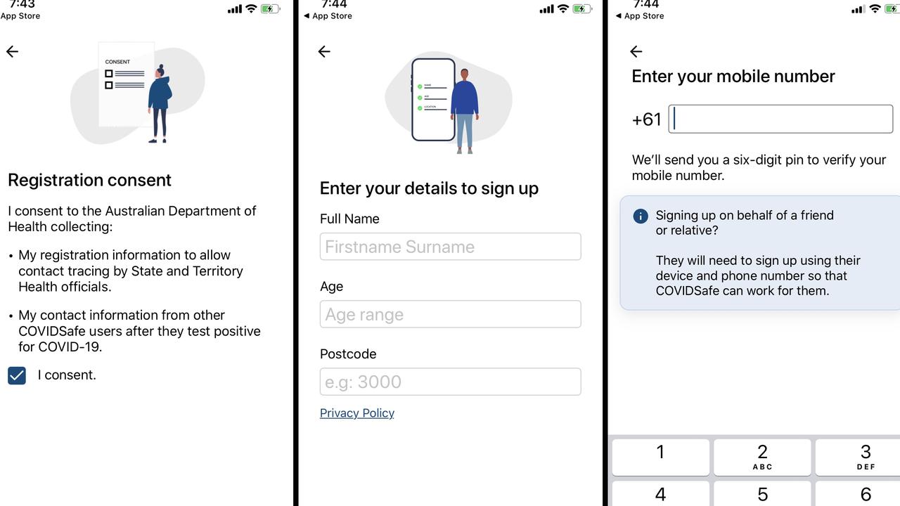 Users will be asked for a name, age, postcode and mobile number to register. Picture: Supplied