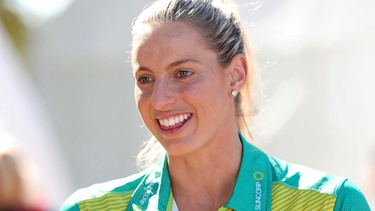 Popular netballer Laura Geitz announces her retirement from the Australian Diamonds at the State Age Championships in Ipswich. Picture: Peter Wallis