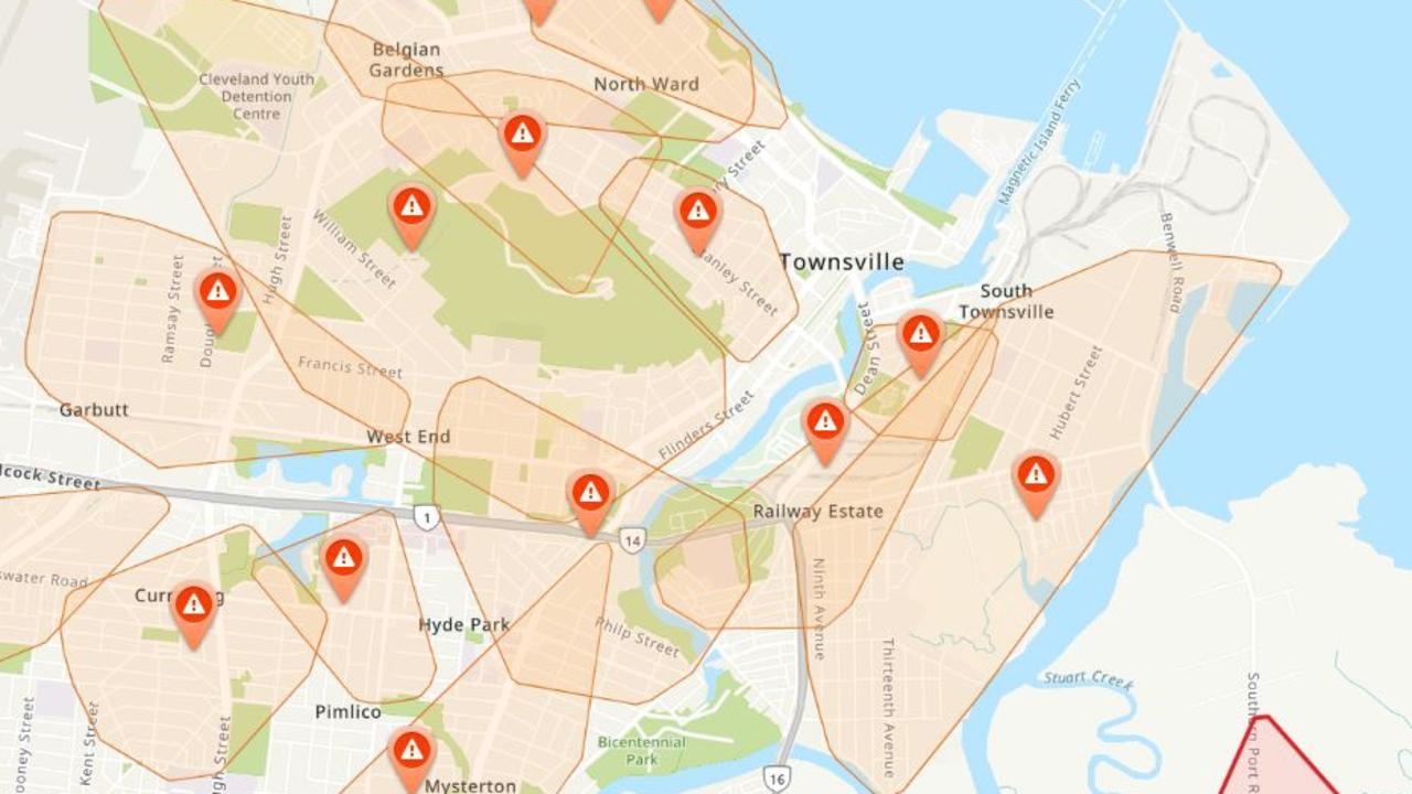 Huge swathes of Townsville are without power. Picture: Ergon