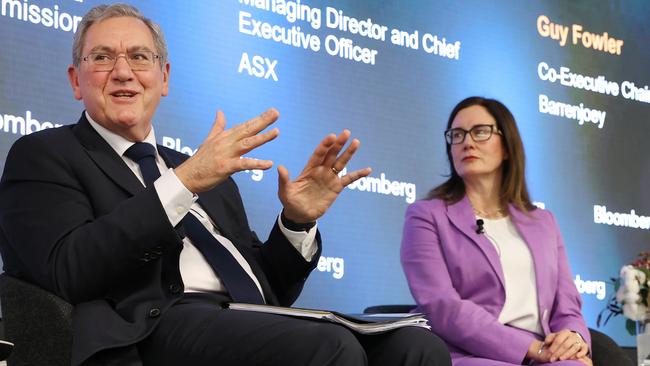 ASIC chair Joseph Longo and ASX CEO Helen Lofthouse. Picture: John Feder/The Australian.