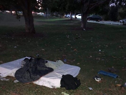 A mattress in the Broadwater Parklands on the Gold Coast where homeless teenagers are sleeping.