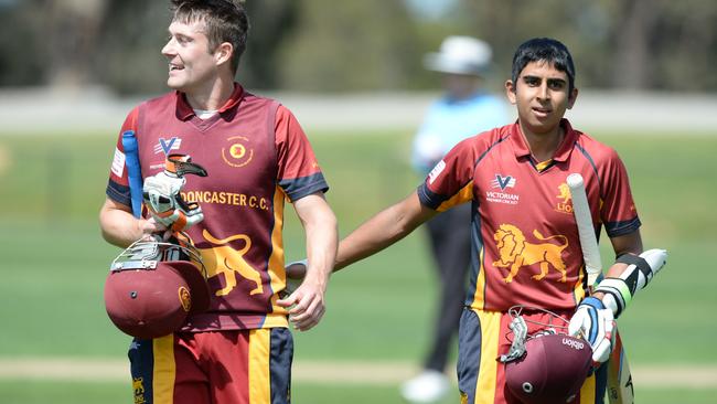 Master and apprentice: then Lions captain Peter Dickson with a young Ejaaz Alavi. Picture: Lawrence Pinder