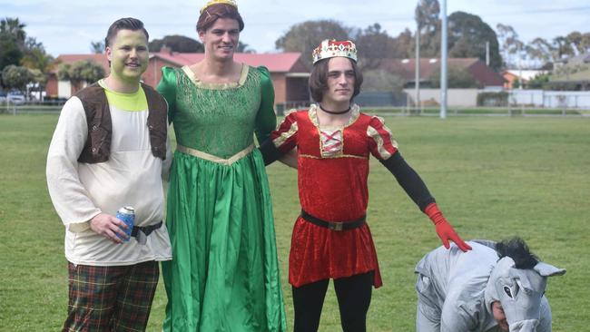 Seaton Ramblers players as characters from Shrek. Picture: Supplied, Seaton Ramblers Football Club