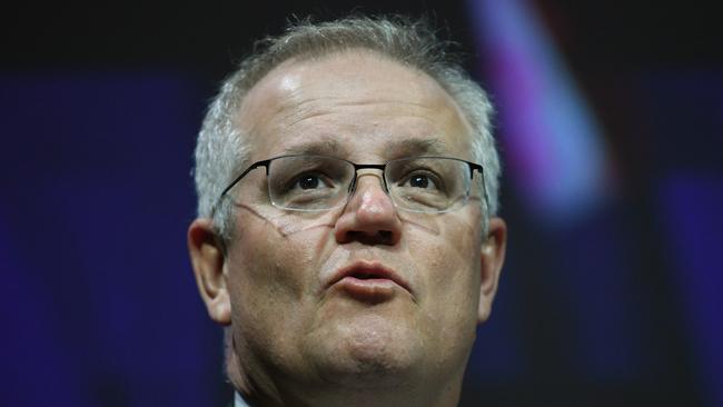 Scott Morrison in Adelaide on Saturday. Picture: David Mariuz