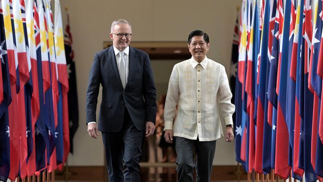 Anthony Albanese and Philippine President Ferdinand Marcos Jr agreed to increase maritime co-operation at a recent meeting in Canberra. Picture: Tracey Nearmy/Getty Images