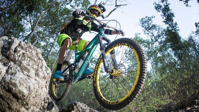 Jake Keleher on one of the First Turkey Mountain Bike Trails. Photo Allan Reinikka / The Morning Bulletin