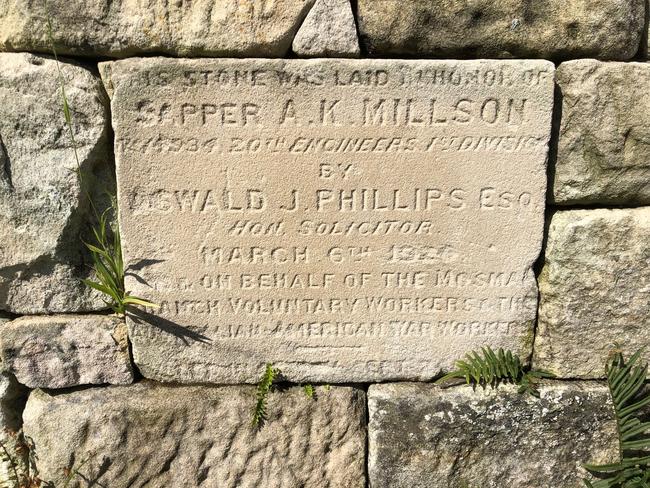 The plaque at the Bay St home is dedicated to Sapper A.K Millson. Picture: David Hadley.