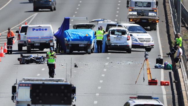 Police at the scene of the crash. Photo: Scott Powick