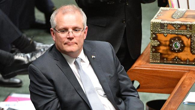 Prime Minister Scott Morrison in question time yesterday. Picture: AAP