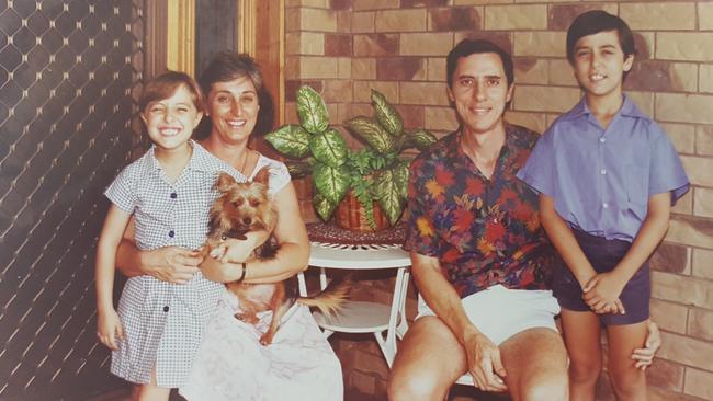 Pharmacist Mario Calanna with wife Linda and children Catherine and Matthew in 1992 Picture: Supplied