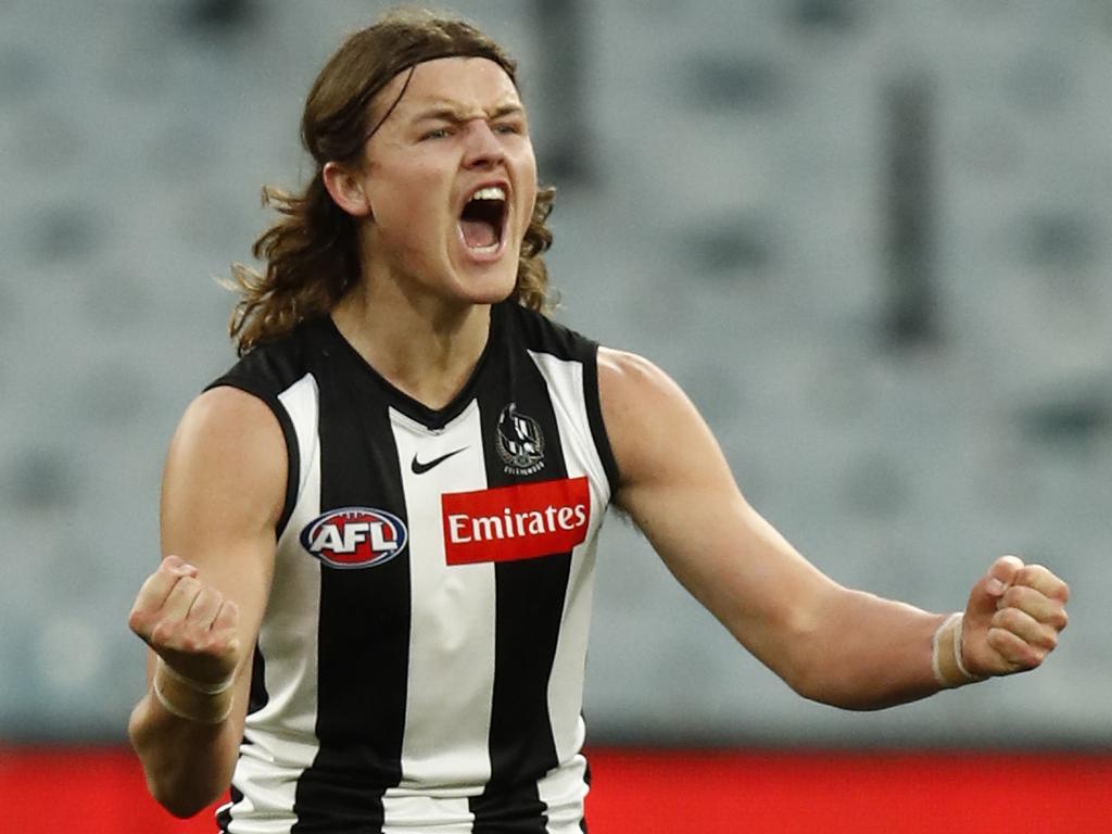 Jack Ginnivan celebrates a goal last season. Picture: Getty Images