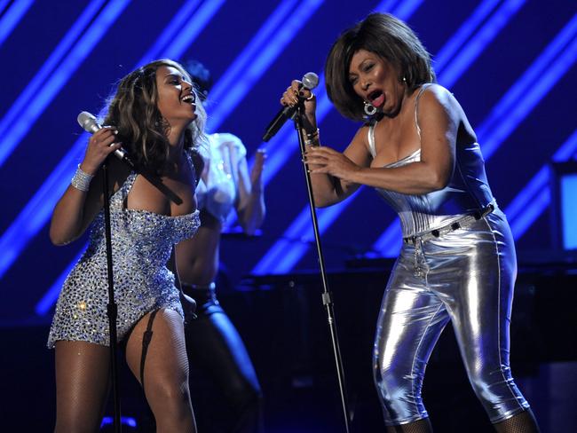 Beyonce and Tina Turner perform at the 50th Annual Grammy Awards in 2008. Picture: . AP