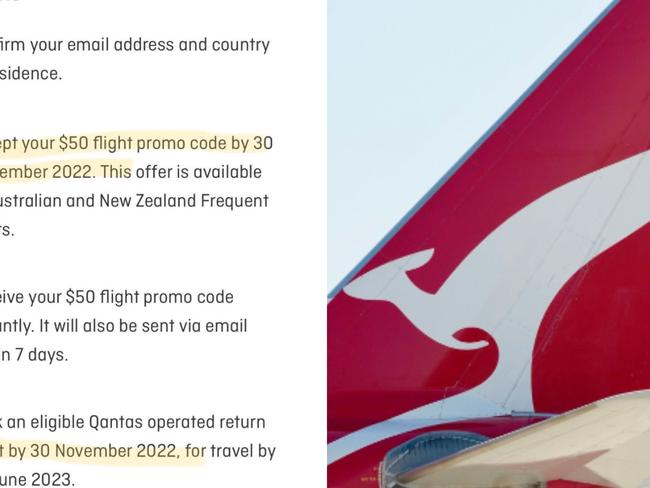 Qantas frequent flyer passengers are furious over the terms and conditions associated with the airline's apology gift. Picture: Reddit / News Corp Australia