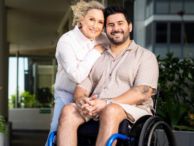 Rod Ocana, who was rendered paraplegic after a horrific motorbike incident, and his wife Emma Pask are happy to be out of hospital for Christmas. Photo: Tom Parrish