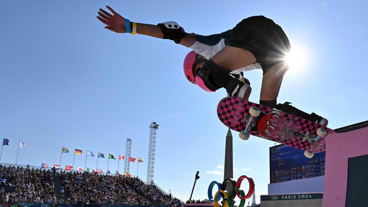 Arisa Trew won gold in the women's park skateboarding final during the 2024 Paris Olympic Games. Picture: Odd ANDERSEN / POOL / AFP.