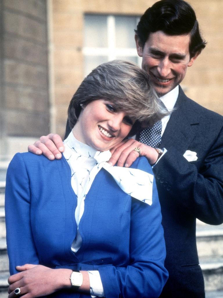 Princess Diana and Prince Charles announcing their engagement in February 1981. Picture: AP