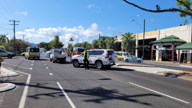 The crash scene on Bunda St just behind Cairns Central. PHOTO: Brendan Radke