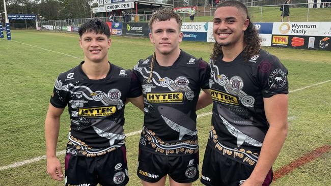 Marsden’s Langer Trophy players Hayden Watson, Cody Goulter and Tupou Francis.