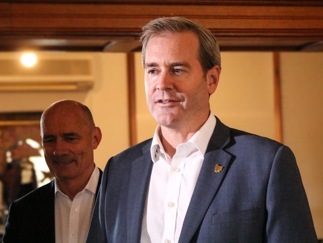 Treasurer Michael Ferguson and Lion Australia managing director James Brindley at the Boag's Brewery tours and visitor centre in Launceston. Picture: Stephanie Dalton