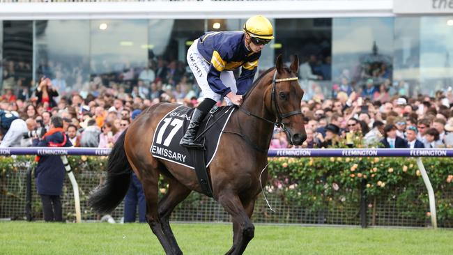 Patrick Moloney has copped a huge fine and suspension for his ride on Emissary. Picture: George Sal/Racing Photos via Getty Images