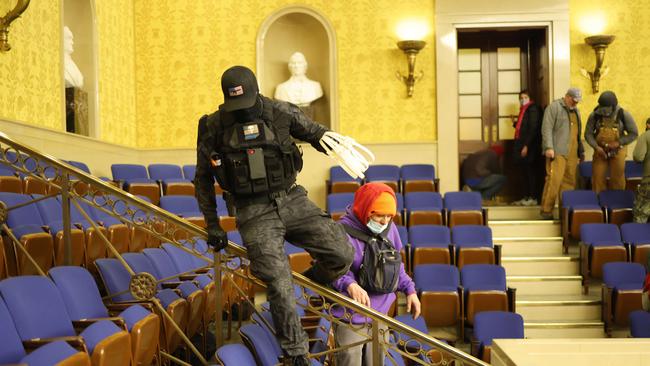 Protesters enter the Senate Chamber. Picture: AFP.