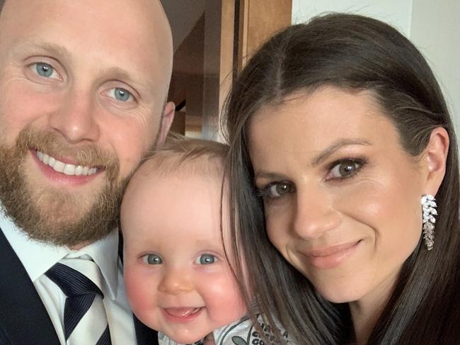 Gary Ablett jnr and wife Jordan with their son Levi.