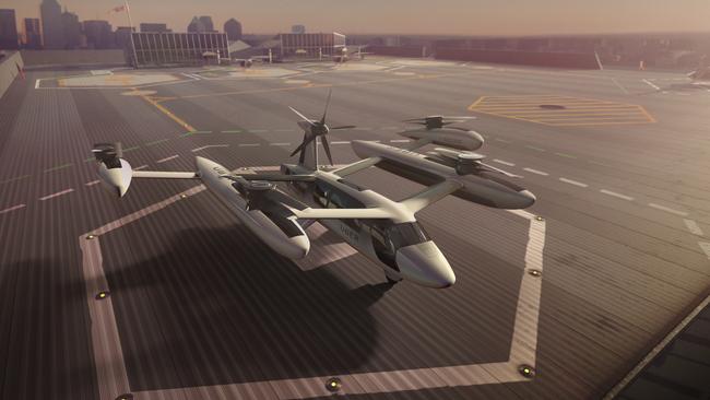 The flying cars could be hailed using your smartphone by 2020. Picture: UberAIR.