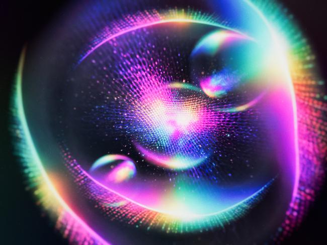 Abstract background God's Eye - 3d rendered image from my background series "Absolute". Concept of Tantra Energy. New age, dao, chakra, aura, yoga. Horizontal image with centered point of interest. Multi-color. Order from chaos. Nano particles, strings, Big Bang, Absolute, God concept.