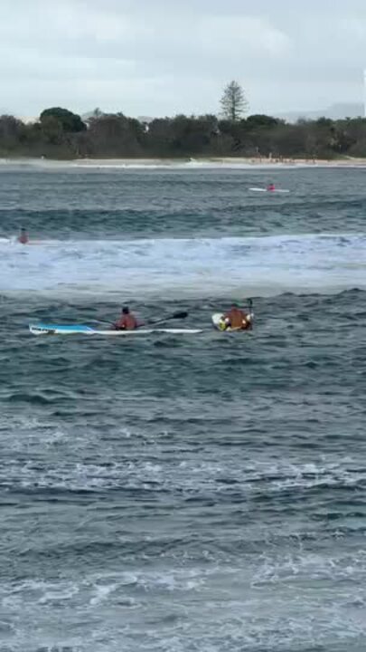 Ski rider flipped in surf at Mooloolaba