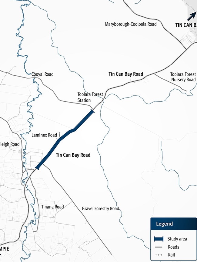 Investigations are well underway to determine a suitable location for an additional overtaking lane/s on Tin Can Bay Road somewhere in the study area shown on this map.