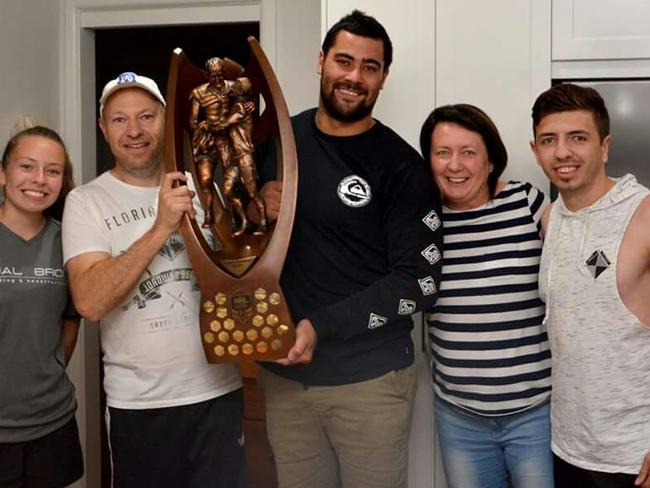 Andrew Fifita with the Bertolin family.