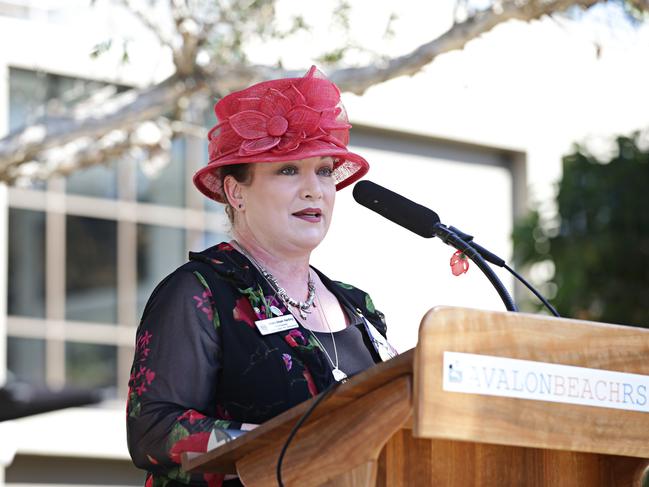 Tamara Sloper-Harding, pictured speaking at an Avalon Beach RSL Anzac Day service, said she had received an odd parcel containing old, dirty toys. Picture: AAP / Adam Yip