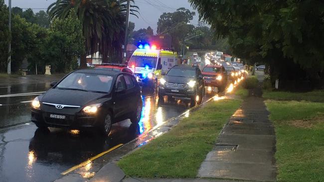 The fatal crash has caused major delays on busy Pennant Hills rd at Carlingford. Picture: 7 News