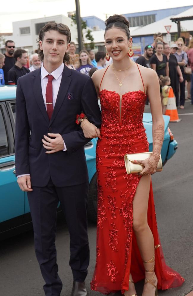 Lily Fitz-herbert and Darcy Brady arriving at the 2023 Kingaroy State High School formal.
