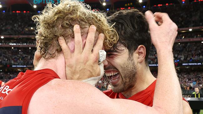 Melbourne list boss Tim Lamb has backed premiership pair Clayton Oliver (left) and Christian Petracca to return to full strength in 2024. Picture: Michael Klein