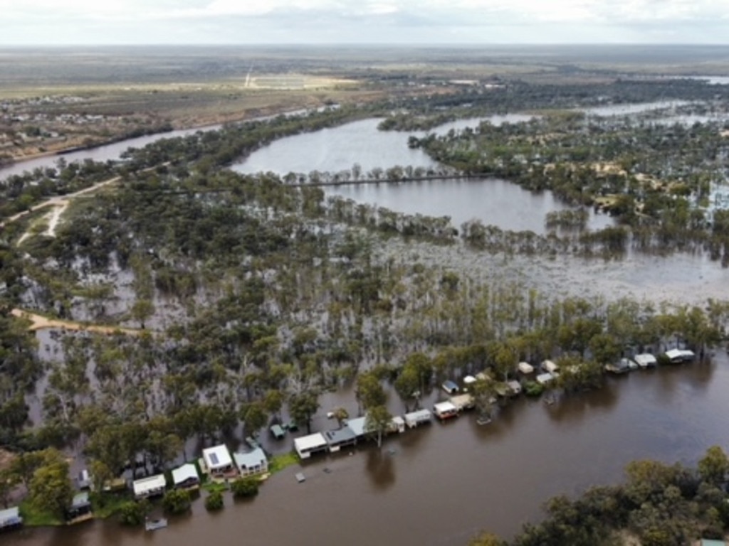 Drone shots of a flooded River Murray near Morgan, SA, on November 15. Pictures: Cody Campbell