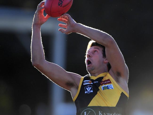 Rhys Magin in action during the Bendigo FL football match between Gisborne and Kyneton, Saturday, May 5, 2018. Picture: Andy Brownbill