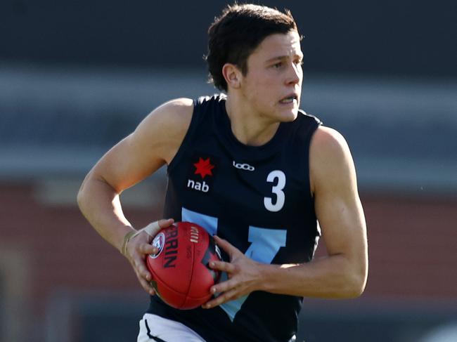 Vic Country vs Vic Metro Under 19 Challenge game at Windy Hill. 09/07/2021.   Vic MetroÃs Jake Soligo     .  Pic: Michael Klein