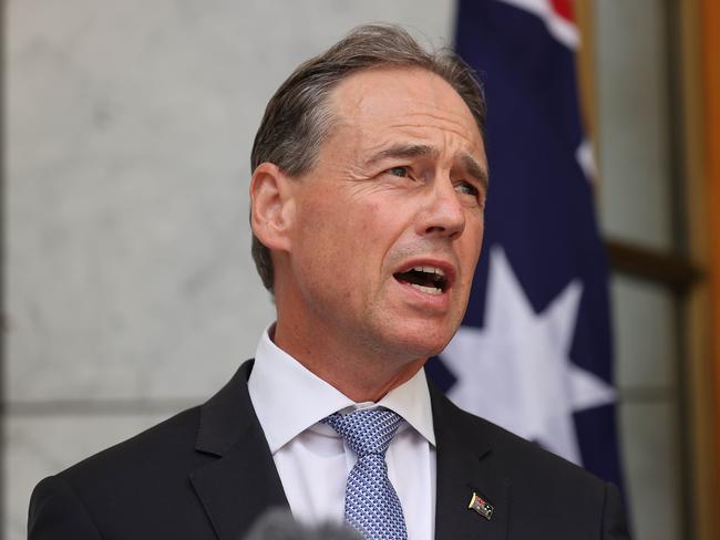 CANBERRA, AUSTRALIA NewsWire Photos FEBRUARY, 07 2022:  Prime Minister Scott Morrison spoke to media during a press conference at Parliament House in Canberra. Greg Hunt attended the presser with the PM.Picture: NCA NewsWire / Gary Ramage